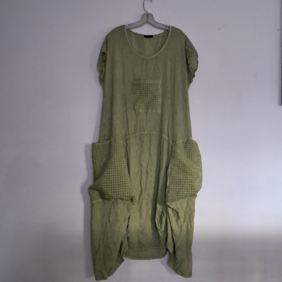 Lamarkine Dress Women's 1 Green Oversized Lagenlook Bohemian Avante Garde Beach - Picture 1 of 11